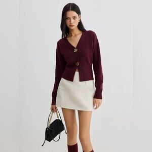 COMMENSE Elegant Metal Button Short Cardigan - size XSmall